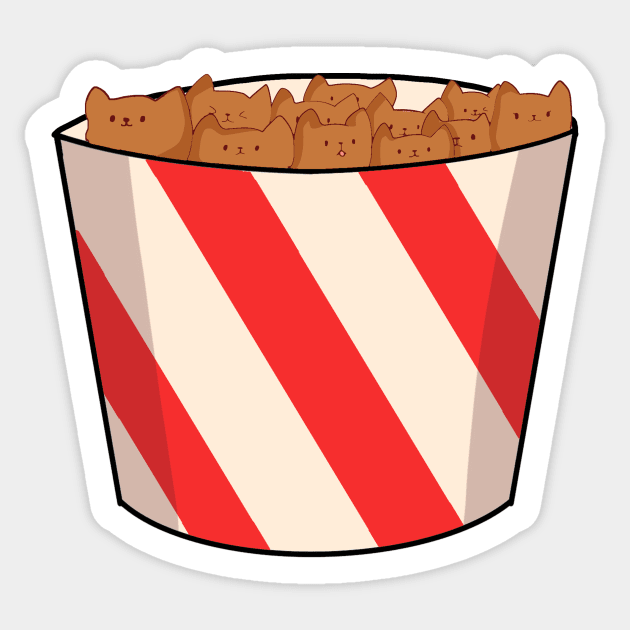 Kawaii Cat inside Box, Funny Chicken Nuggets Cats Sticker by logiamerch